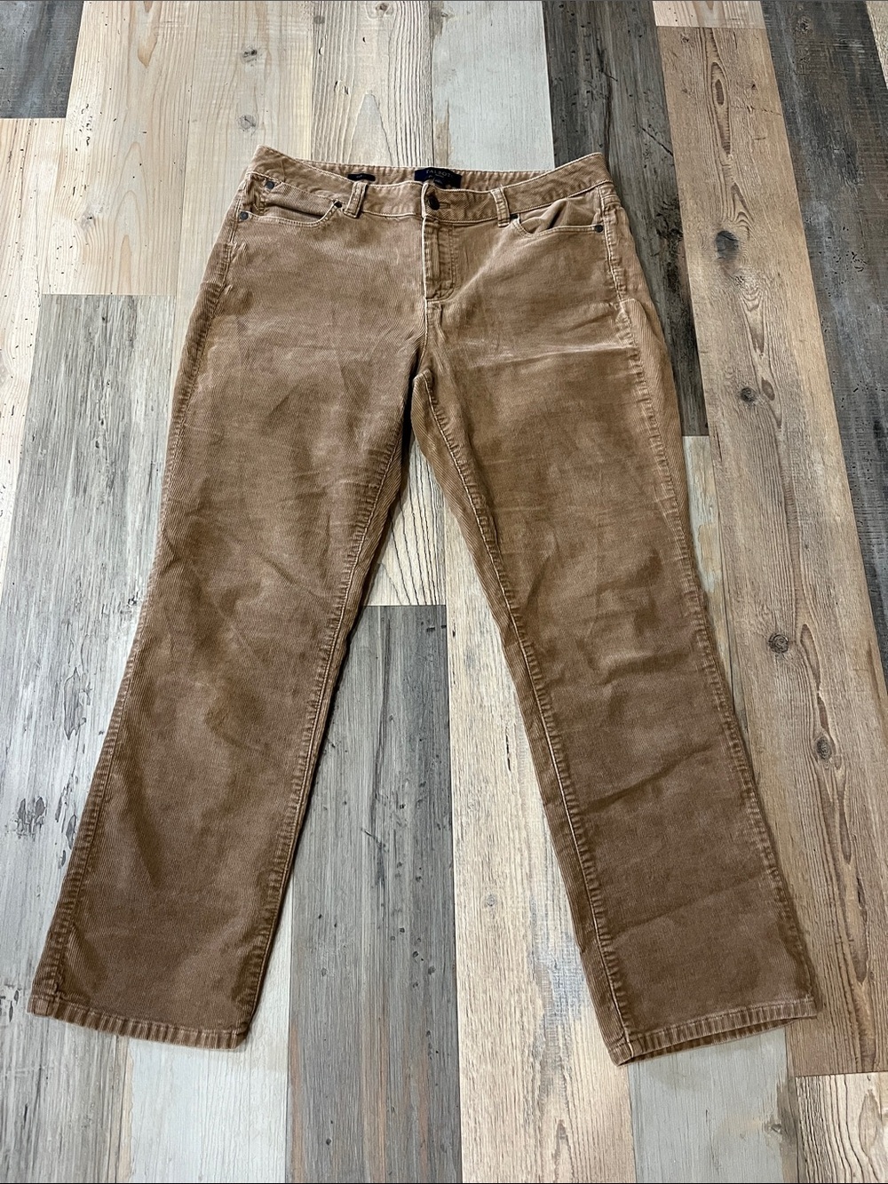 Talbots Corduroy Curvy Petite Pants Warm Brown Sz 14P Office Business TC0475